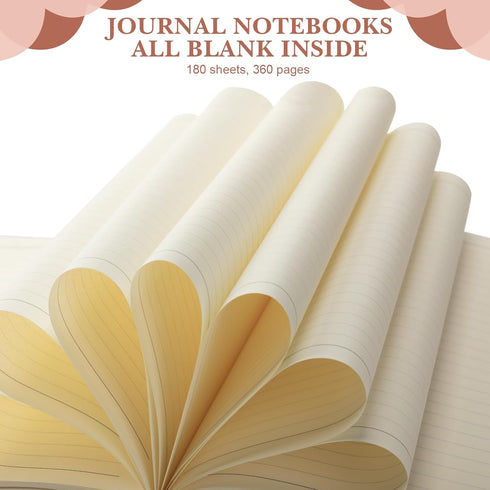 SATINIOR 5 Pack A4 Notebooks, 360 Pages, Leather Softcover, Thick Paper, Lined, 8.5'' x 11'' (Brown) for Office Home