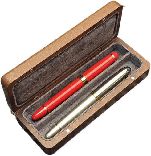SOLYUJ 2Slots Fountain Pen Collector Organizer - Handmade Pen Case Walnut Wood Pen Protective Sleeve Cover Pen Storage