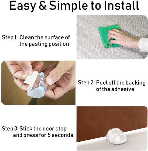 HAUSPROFI Doorstop, Self-Adhesive Door Stopper for Wall Protection, Door Buffer Floor Stop for Home and Office - Clear