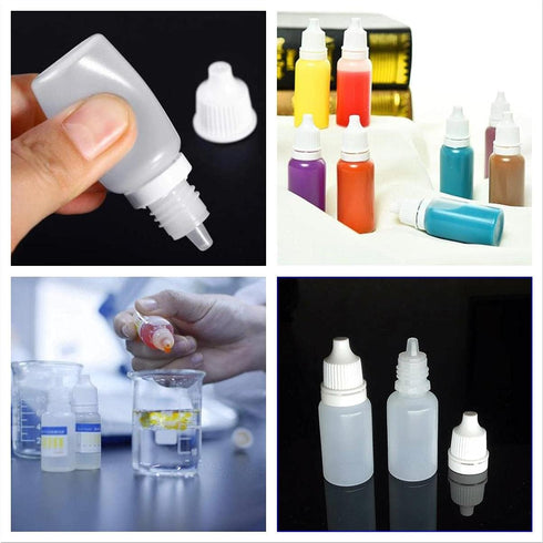 10PCS Plastic Squeezable Dropper Bottles, Empty White Clear Liquid Bottle with Cap, 5ML/15ML