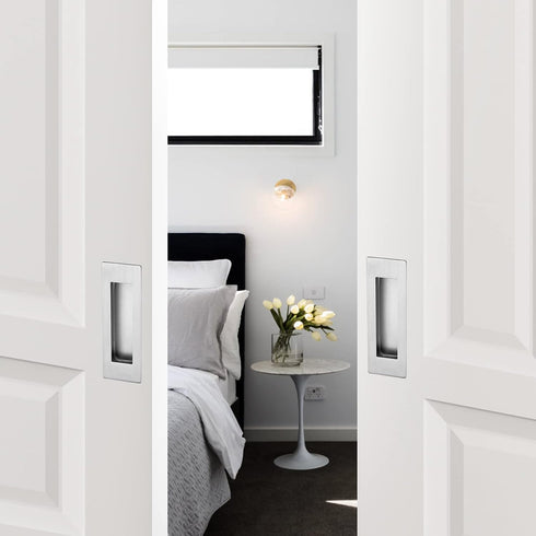 Ravinte 1 Pack Brushed Nickel Sliding Closet Door Handles, Silver Flush Pulls 4.72in Length for Sliding Barn Door