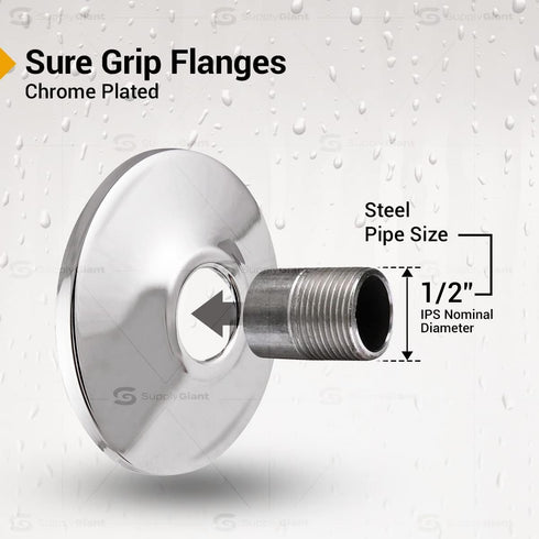 F-25334-25 1/2 inch IPS Sure Grip Flange Escutcheon Plate for Steel Tubing, Shallow, Chrome (Pack of 25)