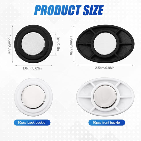 Gosknor 10 Pairs Race Bib Magnets, Oval Race Bib Clips Magnetic Race Bib Holders Running Bib Buckles Bib Fasteners Bib