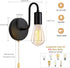 1-Light E26 Bulb Pull Chain Wall Light Fixture Wall Sconce with On Off Switch Hardwired Black Wall Sconces Indoor