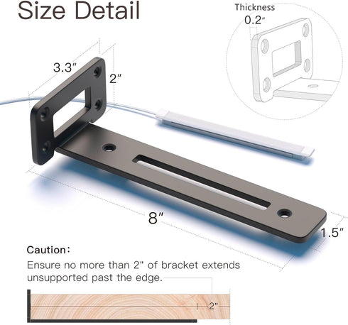 8 Inch 4-Pack 1/5'' (3000K 220LBS LEOPO Openwork Heavy-Duty Shelf Brackets, Thick Carbon Steel, Built-in LED Lights