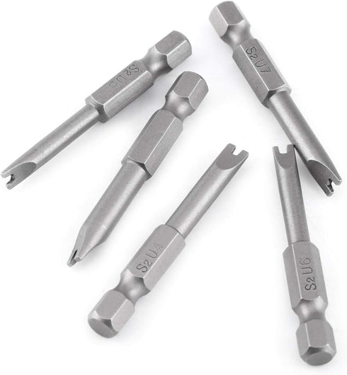 U Shaped Screwdriver Bit Set, 5 Pcs S2 Alloy Steel 50mm Length, 1/4" Hex Shank