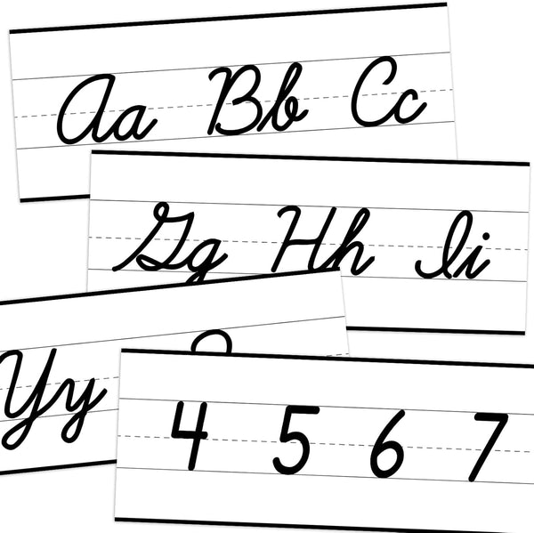 YIXAXKAO 12 Pieces Cursive Alphabet Line Bulletin Board Set - ABC Alphabet Banner and Number Border Posters for