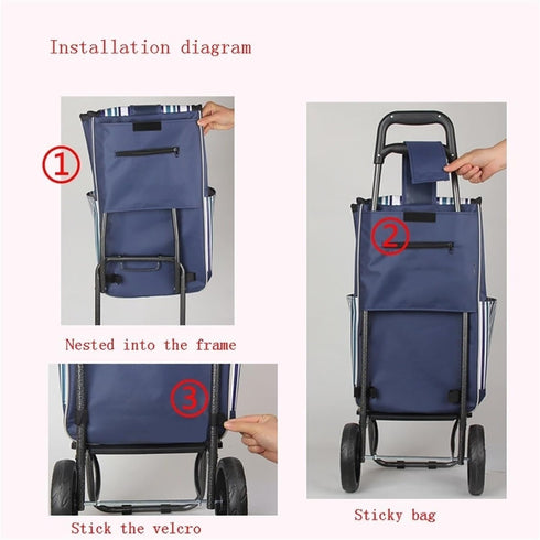DXYDZSWD 13x7.9x26in) Replacement Bag for Grocery Cart Shopping Cart Bags, Oxford Cloth Waterproof Trolley Bags