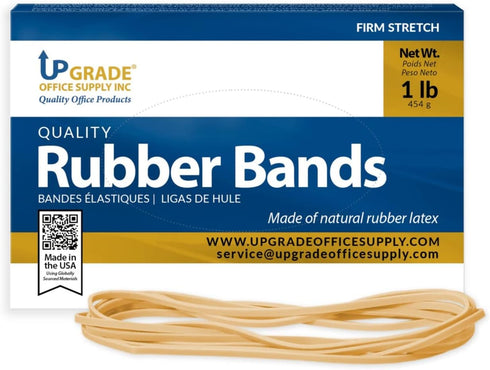 UPG225117B Rubber Bands, Upgrade Office Supply, Size #117B (7" x 1/8"), Natural Crepe, Made in USA (1 Pound Box)