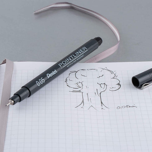 Pentel Arts Pointliner Drawing Pen, 0.8mm Black Ink, Box of 12 Pens (S20P-8A)