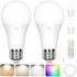 Yochoice 2-Pack A19 Rechargeable Light Bulbs with Remote, 15 Colors Shift + Dimmable
