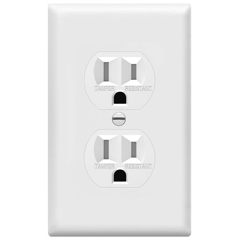ENERLITES Duplex Outlets and Wall Plates Bundle, Tamper-Resistant Electrical Receptacle, 15A 125V, White