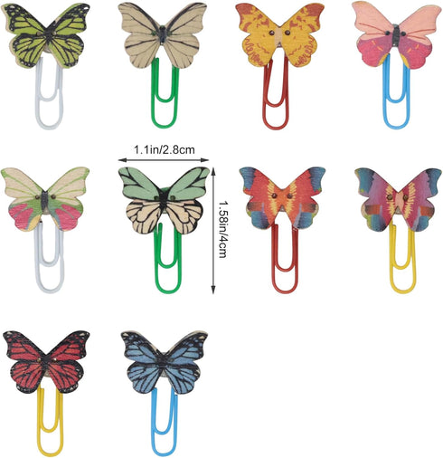yueton 54 PCS Cute Butterfly Paper Clips Creative Cartoon Bookmarks Lovely Animal Binder Clips Wood File Document Clamps for Office Supplies Birthday Gift by yueton