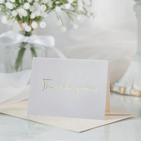 Obbyidk 40 Gold Foiled Thank You Cards with Envelopes, Thank You Card Assortments, Suitable for Baby Shower, Bridal