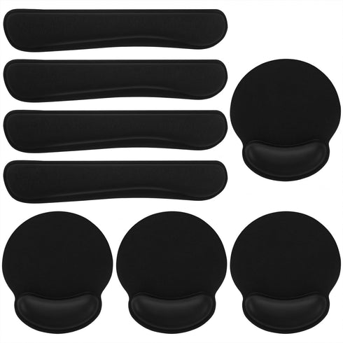 Xaajooio 8 Set, Pcs Ergonomic Mouse Pad and Keyboard Wrist Rest Memory Foam Support for Comfortable Typing, Black