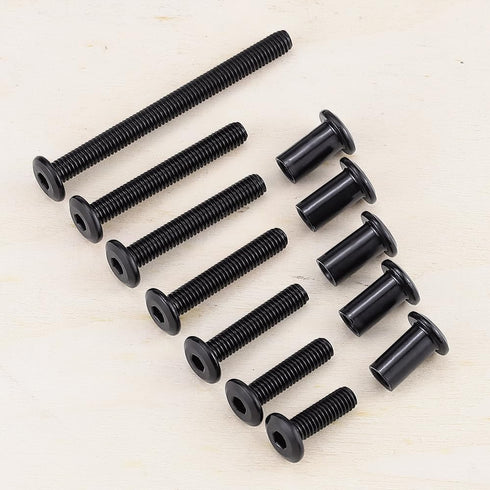 Glvaner 1/4-20 3 10 304 18-8, x Furniture Connector Bolts and Barrel Nuts Kit - Pairs, Stainless Steel Black Coated