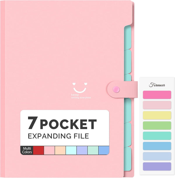 Fovencer Accordion File Organizer, Letter Size Expanding File Folder with 7 Pockets, Portable Document Organizer