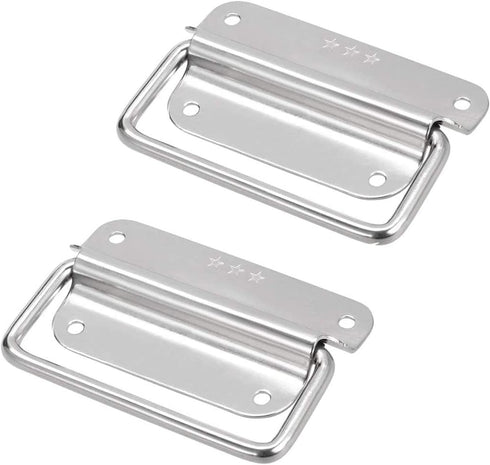 4 Inch Pull Ring Handle, Stainless Steel Foldable Boat Hatch Latch, Pack of 2