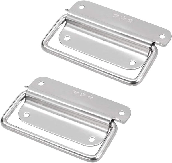 4 Inch Pull Ring Handle, Stainless Steel Foldable Boat Hatch Latch, Pack of 2