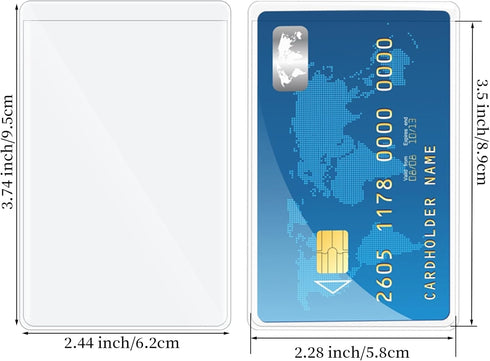 Fengek 50 Packs Clear Card Holder Sleeves, Side-Open Waterproof Business Card Protector Sleeves for Credit Cards