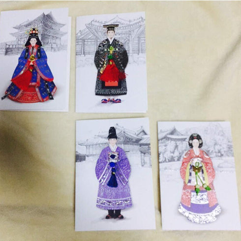 6pcs Sets (ft221) From&to Hanbok Korean Royal family Dress Cards korea souvenir Korean Clothes Traditional Greeting