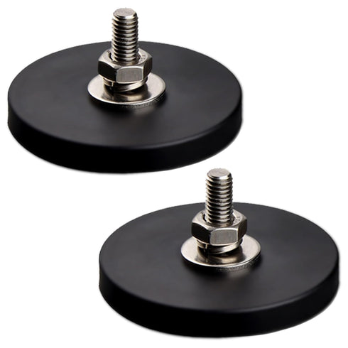 MUTUACTOR Neodymium Rubber Coated Magnets - 2PCS Anti-Scratch Rare Earth Magnets with M8 Male Thread