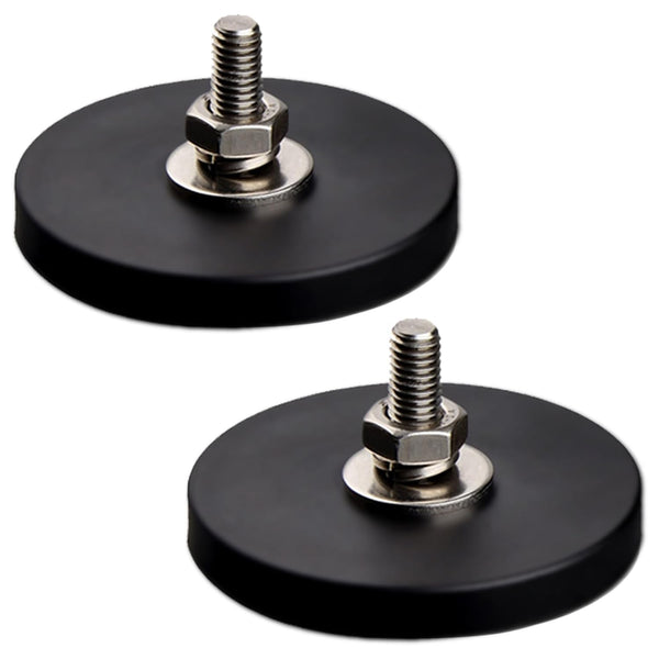 MUTUACTOR Neodymium Rubber Coated Magnets - 2PCS Anti-Scratch Rare Earth Magnets with M8 Male Thread
