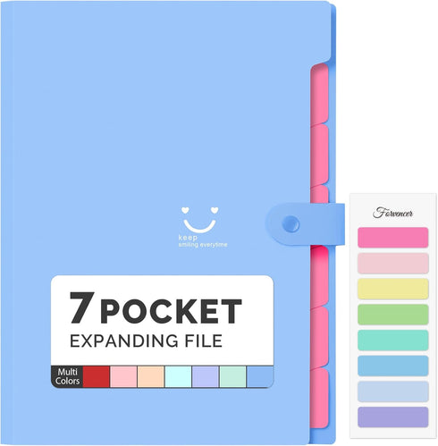Fovencer Accordion File Organizer - Letter Size Expanding Folder with 7 Pockets, Portable Document Organizer Folio with