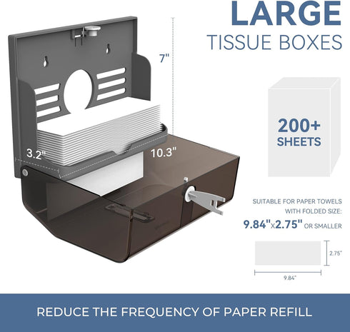 Mounted,200+ 10.8" 3.5" 8" Paper Towel Dispenser Adhesive Wall Multifold Trifold c-Fold Hand Paper Towel Dispenser