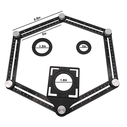 Six-Sided Aluminum Alloy Angle Measuring Tool, Angle Ruler Template Template Tool Full Metal Measuring Rules Layout Tool for Handymen Builders DIY Carpenters Craftsmen