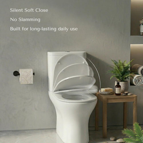 Generic Soft Close D-Shape Toilet Seat, Durable Thermoplastic Toilet Seat Cover with Quick Release Hinges, Easy