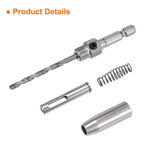 Self Centering Drill Bit Set 5mm, 1/4" Hex Shank Drilling Bits for Wood Working Cabinet Door Hinge Hole Punch Tool