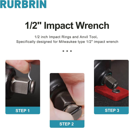 (10 Sets) 1/2" Impact Wrench Retaining Rings with O-Ring, Compatible with Electric/Pneumatic Wrench