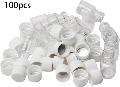 Othmro 100Pcs 5ml Plastic Bottles, Wide Mouth Laboratory Reagent Polyethylene Bottle for Food Store, Transparent Liquid