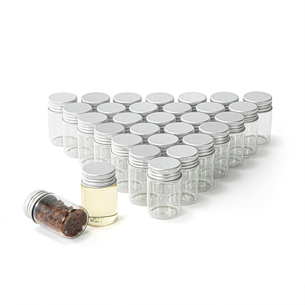 20ml Glass Vials, 30pcs Clear Glass Bottles with Aluminum Screw Caps