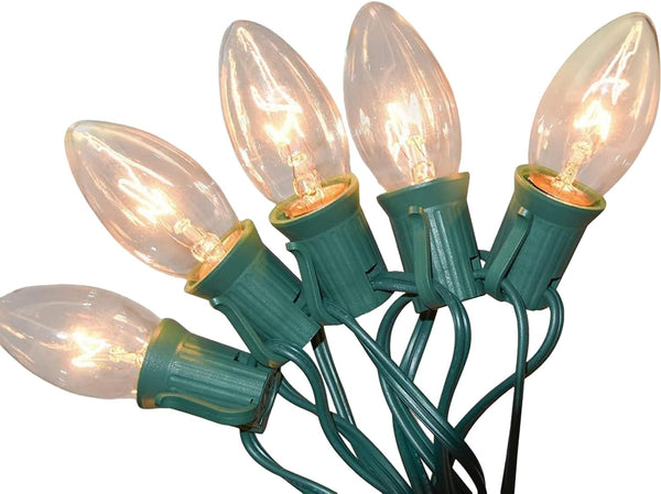 Xingzd 25Ft C9 Clear Christmas Lights Outdoor, Vintage String Lights with 26 C9