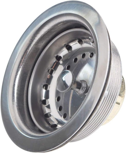 Hydro Master Kitchen Sink Basket Strainer - Standard Drains (3-1/2 Inch) Stainless Steel with Rubber Stopper