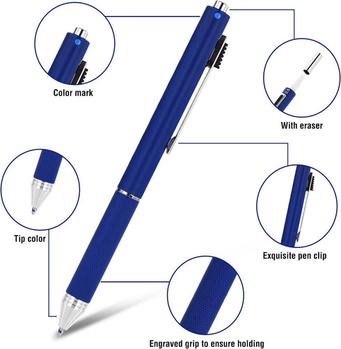SMTTW 4-in-1 Multicolor Pen, Mechanical Pencil & Black Red Blue Metal Pen with Portable Case & Gift Box