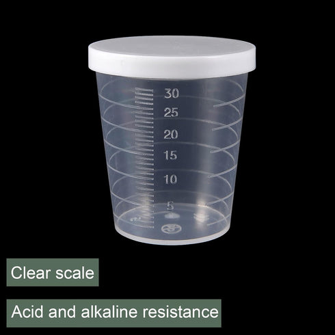 YOKIVE 2 Pcs Plastic Beaker, Liquid Measuring Cup with Lid for Laboratory Use, Great for Lab, Kitchen, Daily Use (Clear
