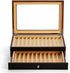 Yesland 2 Layer Ebony Wood Pen Display Box, 23 Slot Fountain Pen Organizer with Clear Glass Window, Luxury Collection