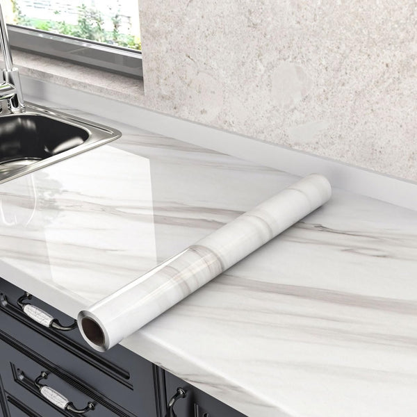 Marble Contact Paper, Peel and Stick Waterproof Faux Marble Wallpaper for Kitchen Countertop, 15.7 78.7