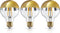 TORCHSTAR Dimmable Half Chrome Light Bulb, 7W (75W Eqv.), E26 Gold Dipped Bulb, Anti Glare LED for Bathroom, 3000K,