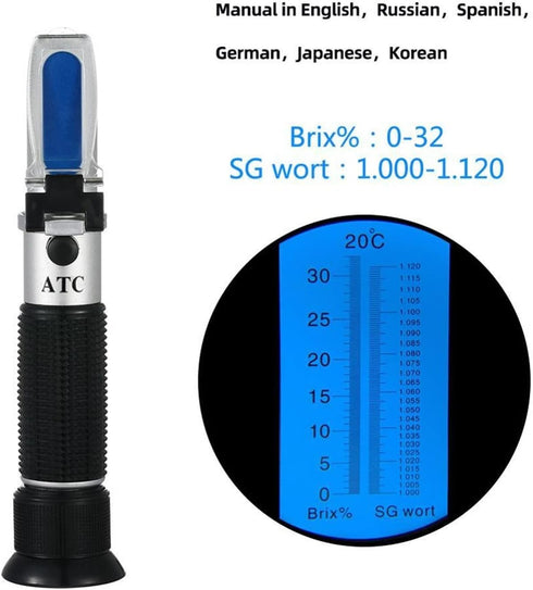 VGVGV 1.000-1.120 0-32% Brix Refractometer, Beer Wort Refractometer Specific Gravity Brix Differential Refractometer