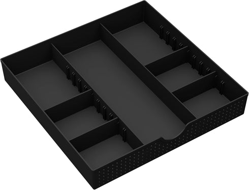 CAXXA 3 Slot Drawer Organizer with 4 Adjustable Dividers for Makeup & Office Supplies, Black