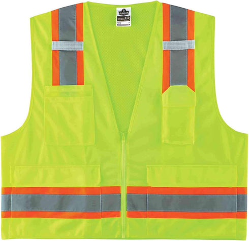 Ergodyne Unisex Two-tone Class 2 Surveyors Vest, Lime, Small-Medium