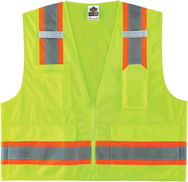 Ergodyne Unisex Two-tone Class 2 Surveyors Vest, Lime, Small-Medium