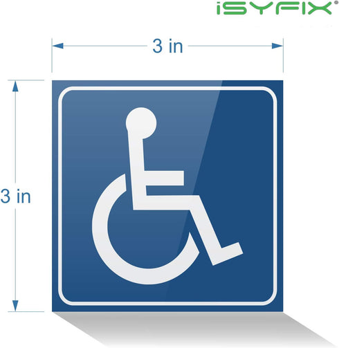 iSYFIX Handicap Signs Stickers Decal Symbol - 4 Pack, 3x3 Inch, Premium Vinyl for Window or Glass Door