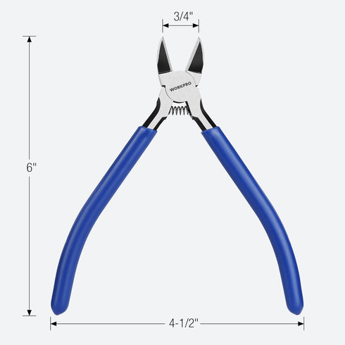 WORKPRO 2 Pack 6 Inch Precision Flush Wire Cutters, Spring Loaded Side Cutting Pliers for Crafts and Jewelry