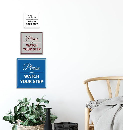 Signs ByLITA Square Classy Please Watch Your Step Sign, Safety Sign with Easy Installation, Medium 1 Pack