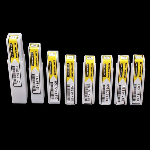 AUTOTOOLHOME 1/8" to 1/2" High Speed Steel HSS 4 Flute Straight End Mill Cutter, Set of 8